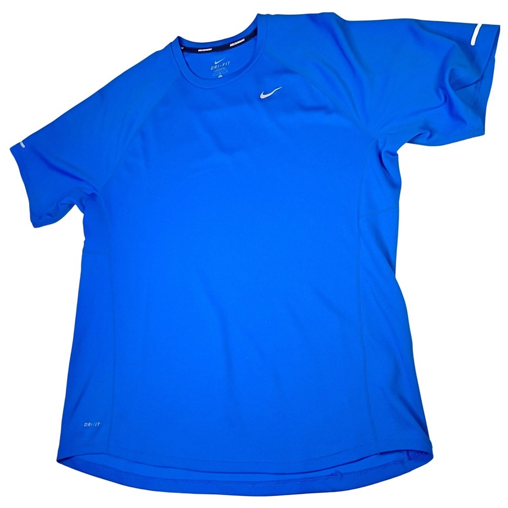 Nike Running Dri-FIT Shirt Mens Large Blue Short Sleeve Performance Tee L - Picture 3 of 8